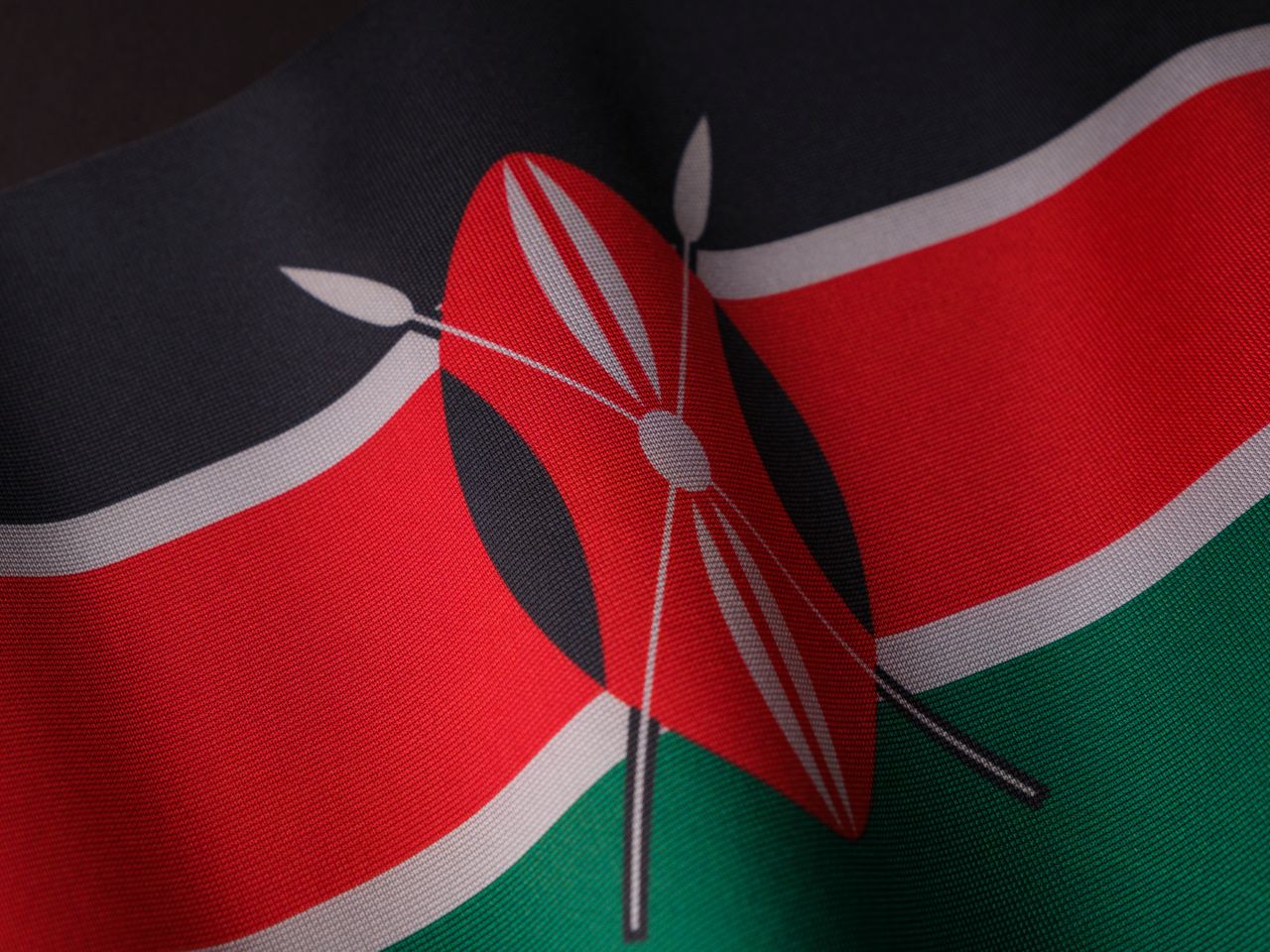 services-03 Detailed close-up of the vibrant Kenyan flag waving with texture visible.